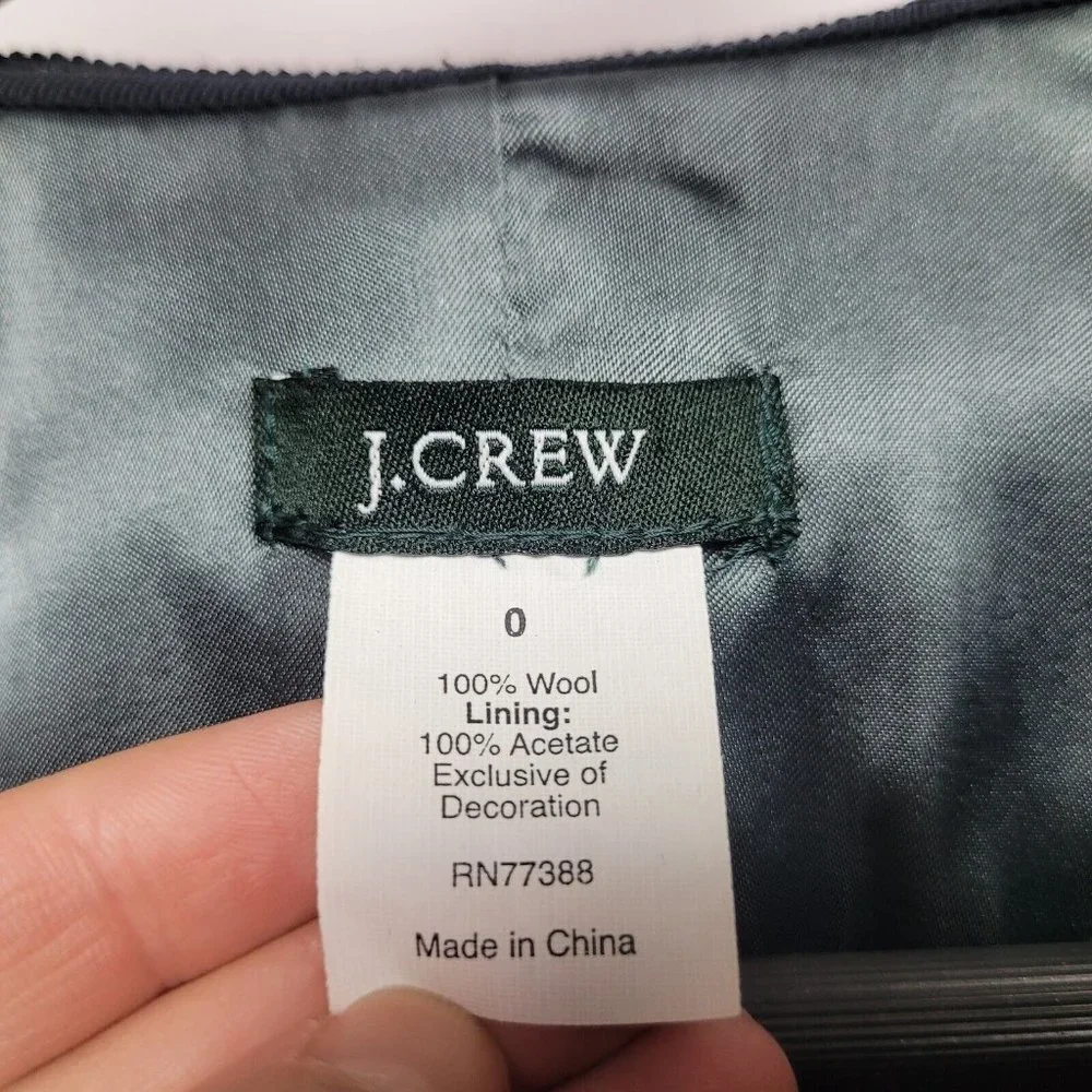 J. Crew | Crew Ruffle Neck women jacket | Evening Jacket 100% Wool size 0 - Picture 3 of 4